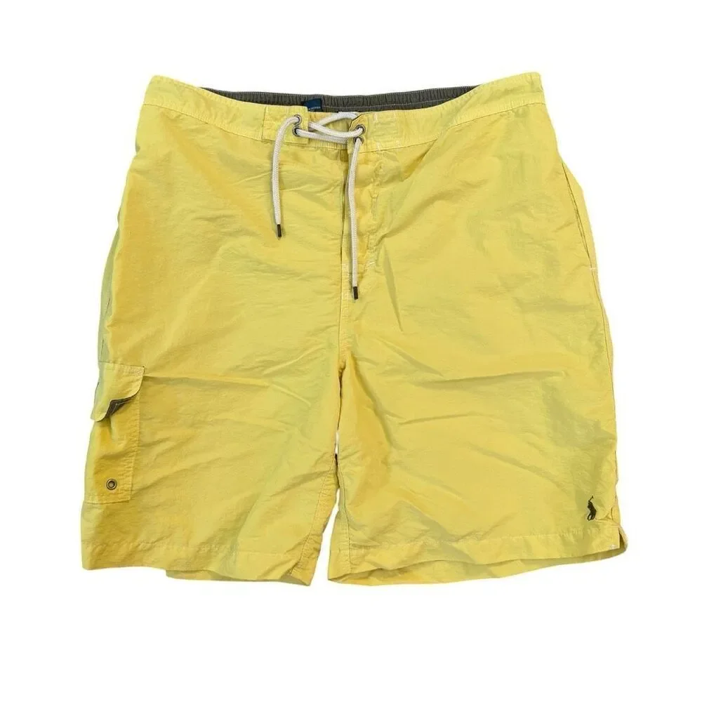 Polo Ralph Lauren Swim Board Shorts Trunks Men’s Yellow Pony Nylon size XL